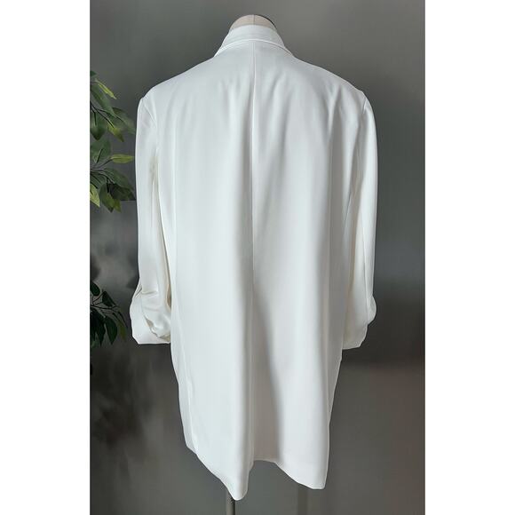 T Tahari White Coastal Open Roll Up Sleeve Blazer Size Large - Picture 7 of 9